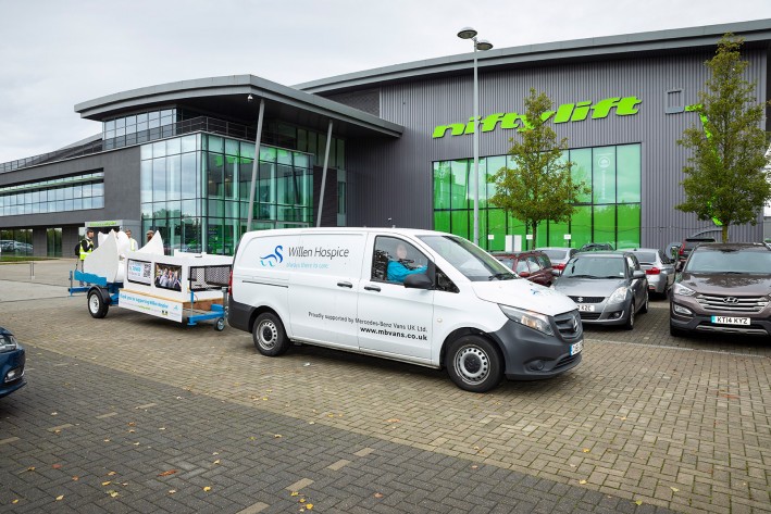 Niftylift's 'Sam the Swan' for Willen Hospice - Touring